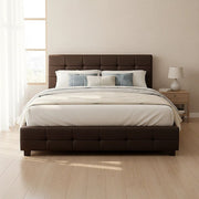 Queen PU Leather Deluxe Bed Frame Brown V63-761325
