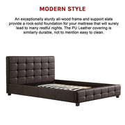 Queen PU Leather Deluxe Bed Frame Brown V63-761325