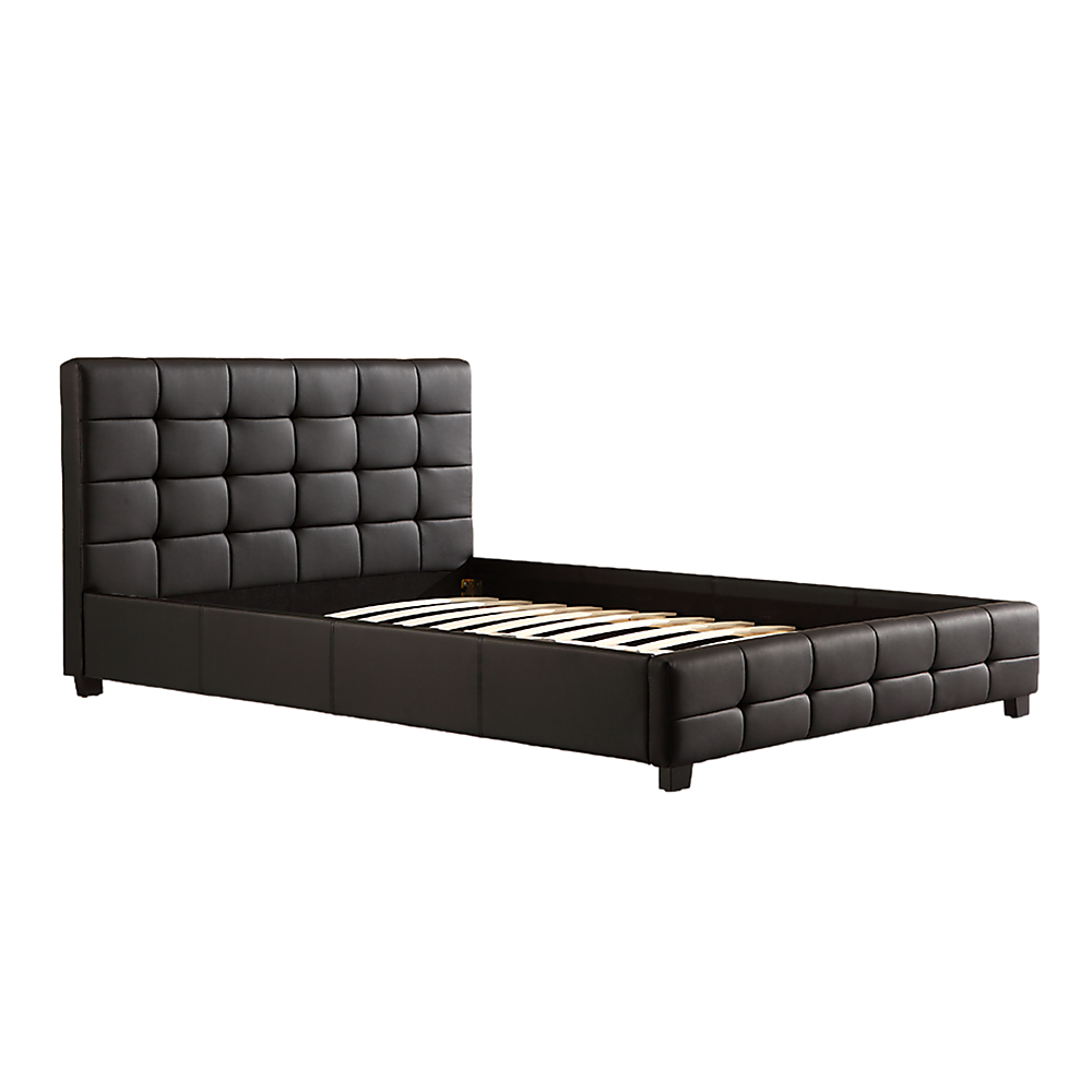 Queen PU Leather Deluxe Bed Frame Black V63-761335