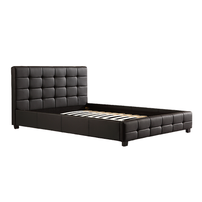 Queen PU Leather Deluxe Bed Frame Black V63-761335
