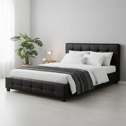 Queen PU Leather Deluxe Bed Frame Black V63-761335