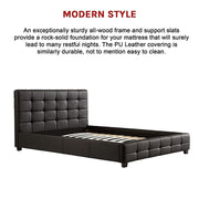 Queen PU Leather Deluxe Bed Frame Black V63-761335