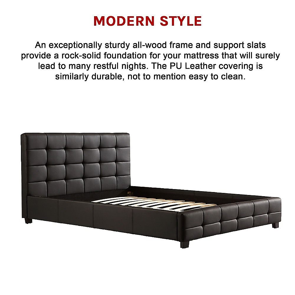 Queen PU Leather Deluxe Bed Frame Black V63-761335