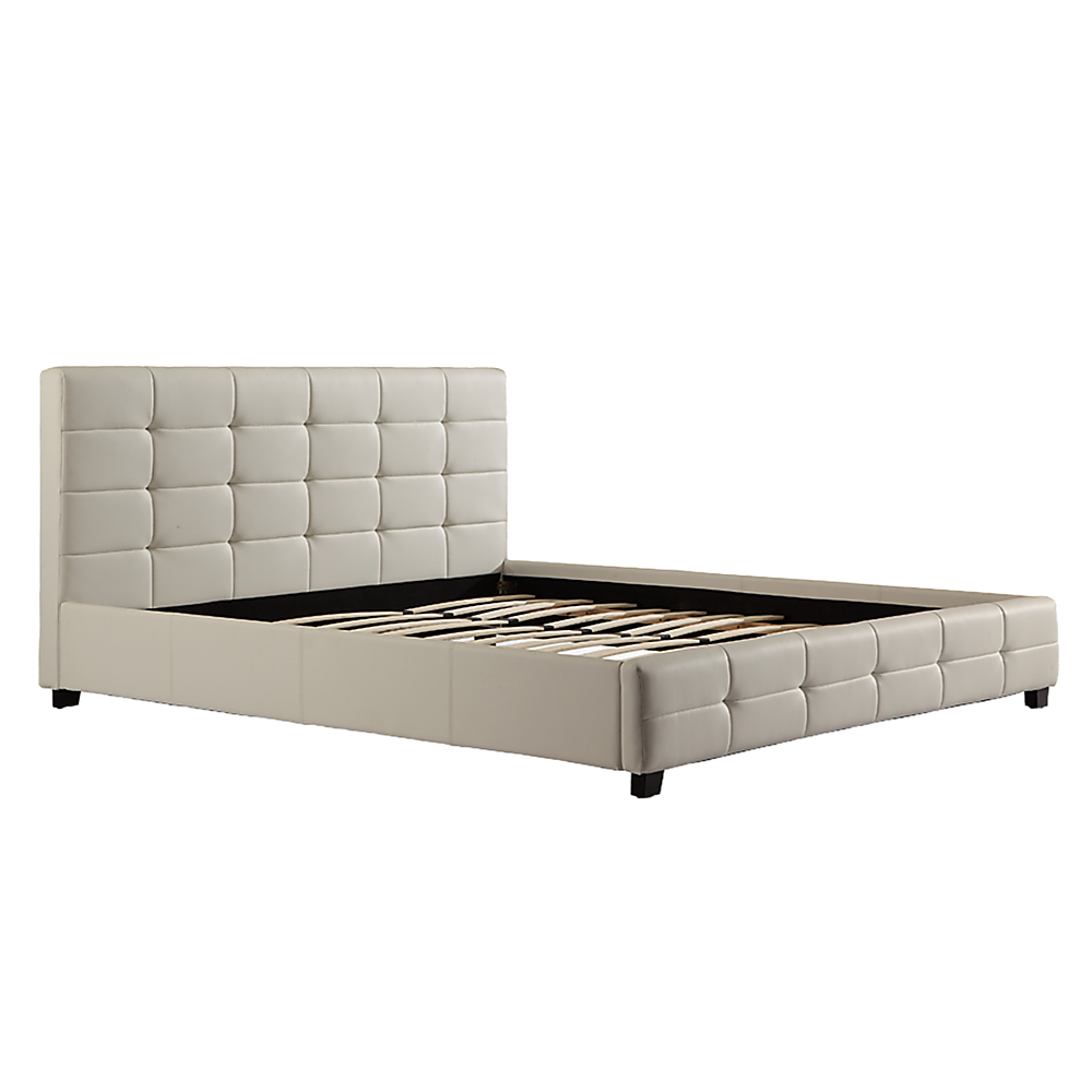 King PU Leather Deluxe Bed Frame White V63-761345