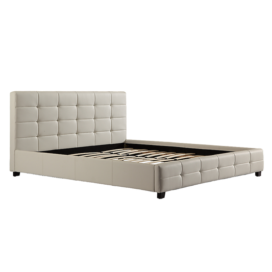 King PU Leather Deluxe Bed Frame White V63-761345
