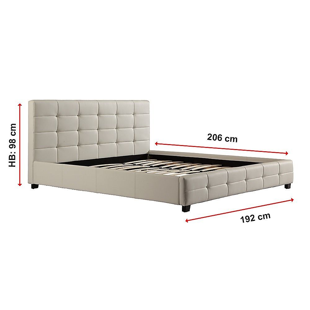 King PU Leather Deluxe Bed Frame White V63-761345