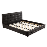 King PU Leather Deluxe Bed Frame Black V63-761365