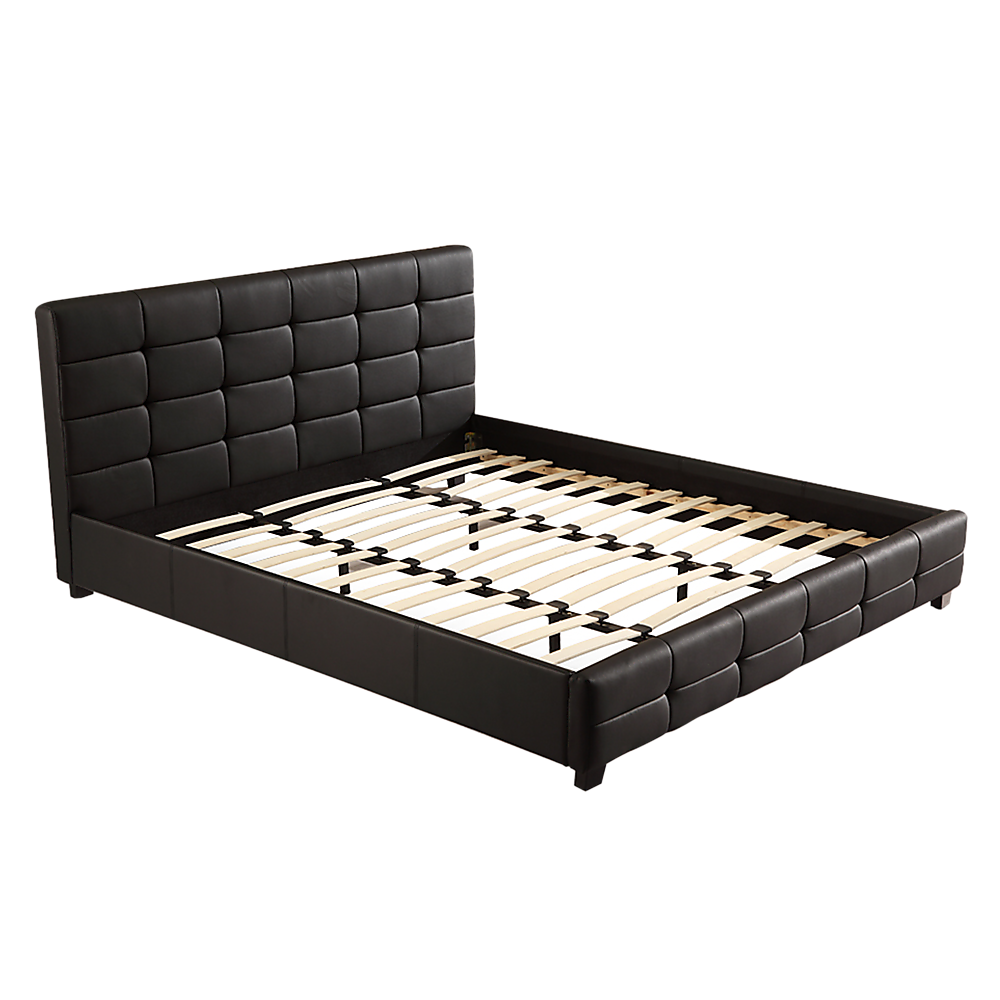 King PU Leather Deluxe Bed Frame Black V63-761365