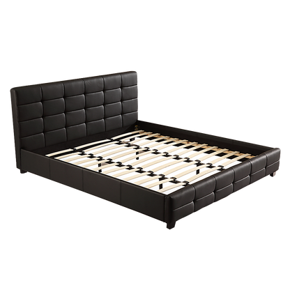 King PU Leather Deluxe Bed Frame Black V63-761365