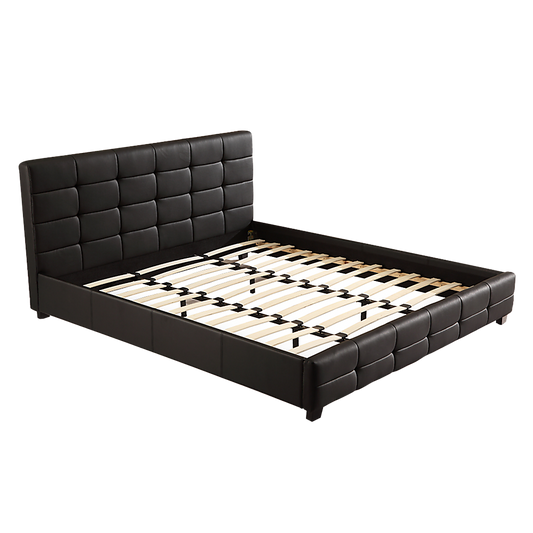 King PU Leather Deluxe Bed Frame Black V63-761365