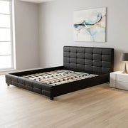 King PU Leather Deluxe Bed Frame Black V63-761365