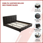 King PU Leather Deluxe Bed Frame Black V63-761365