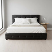King PU Leather Deluxe Bed Frame Black V63-761365