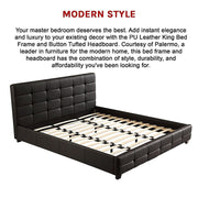 King PU Leather Deluxe Bed Frame Black V63-761365
