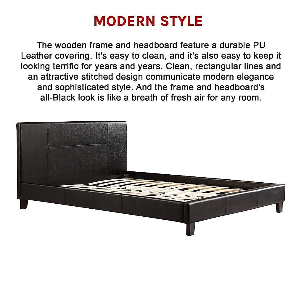 Queen PU Leather Bed Frame Black V63-761375