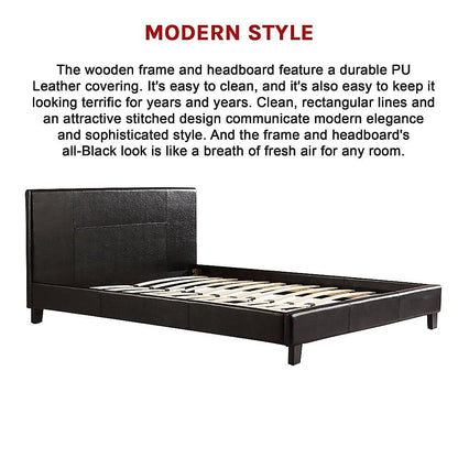 Queen PU Leather Bed Frame Black V63-761375