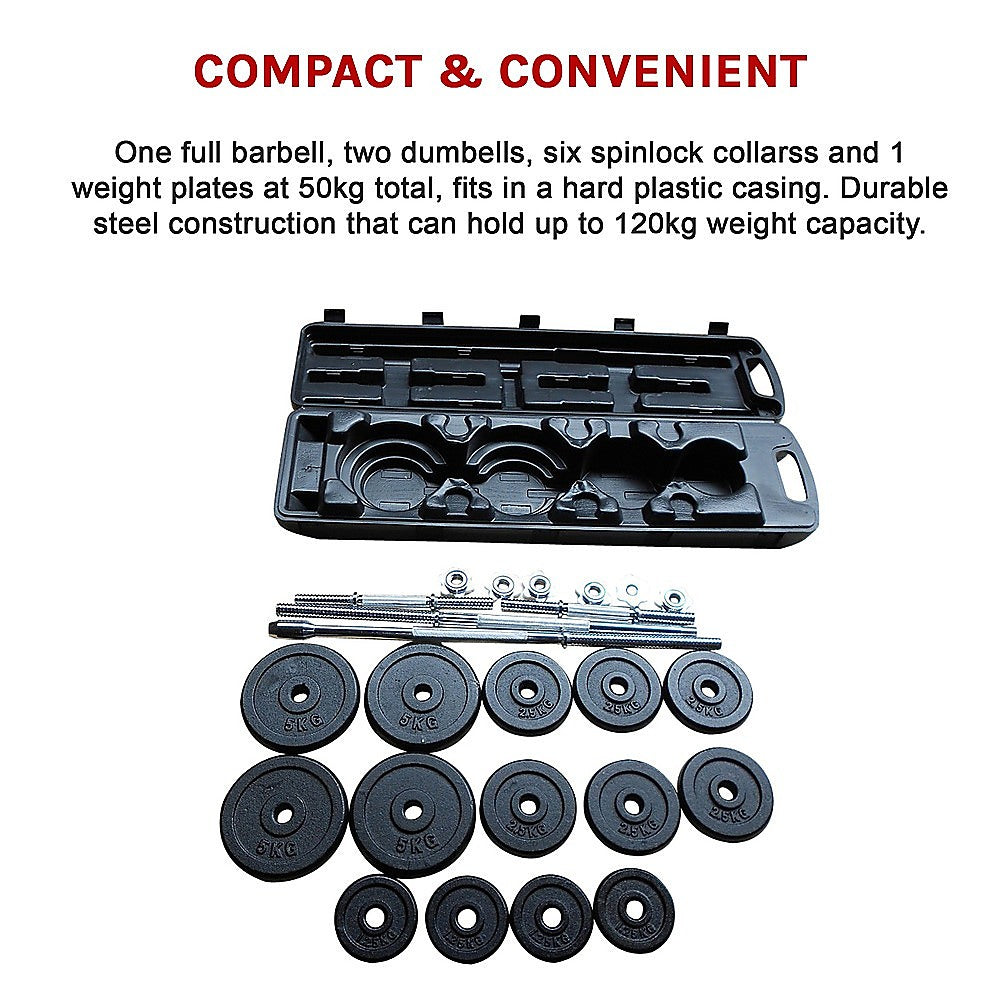 Weight Set Barbell Dumbell Dumb Bell Gym 50kg Plate V63-766445