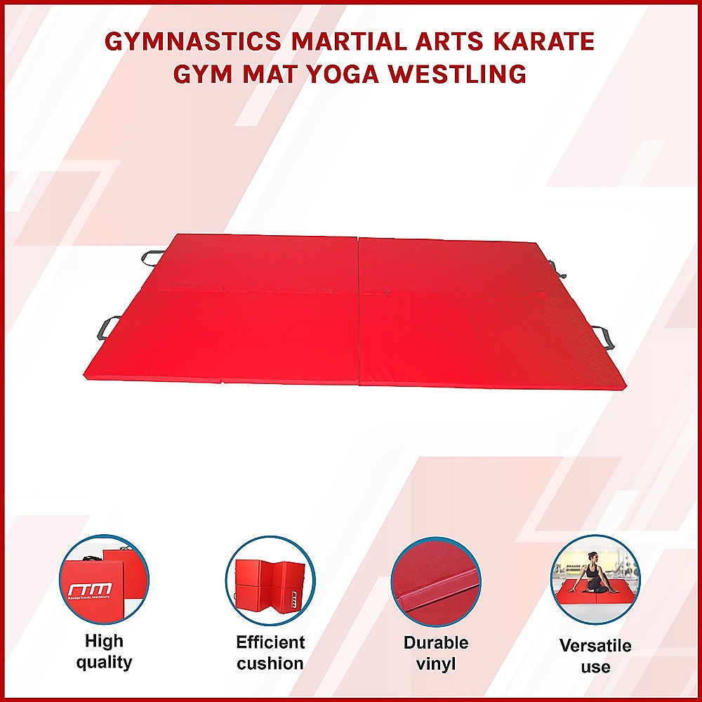 Folding Red Exercise Mat - Gymnastics, Martial Arts, Yoga, Karate & Judo Training V63-766455