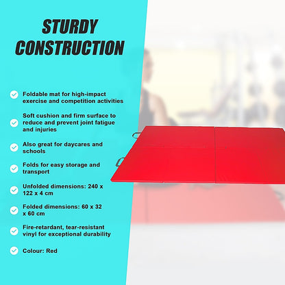 Folding Red Exercise Mat - Gymnastics, Martial Arts, Yoga, Karate & Judo Training V63-766455