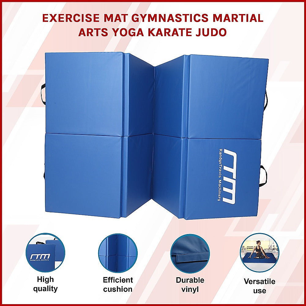 Folding Blue Exercise Mat - Gymnastics, Martial Arts, Yoga, Karate & Judo Training V63-766465