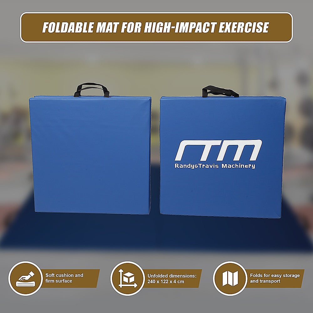 Folding Blue Exercise Mat - Gymnastics, Martial Arts, Yoga, Karate & Judo Training V63-766465