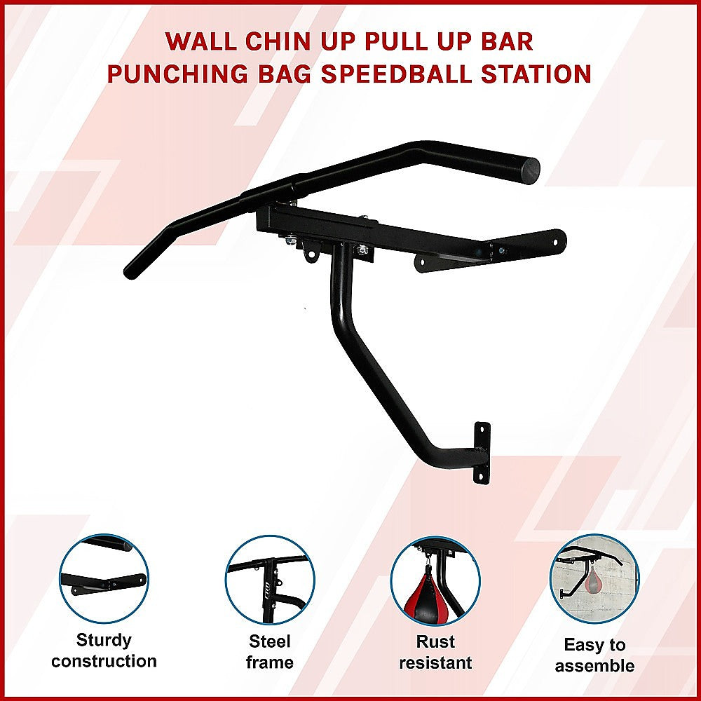 Wall Chin Up & Pull Up Bar with Punching Bag and Speedball Station Combo V63-766475