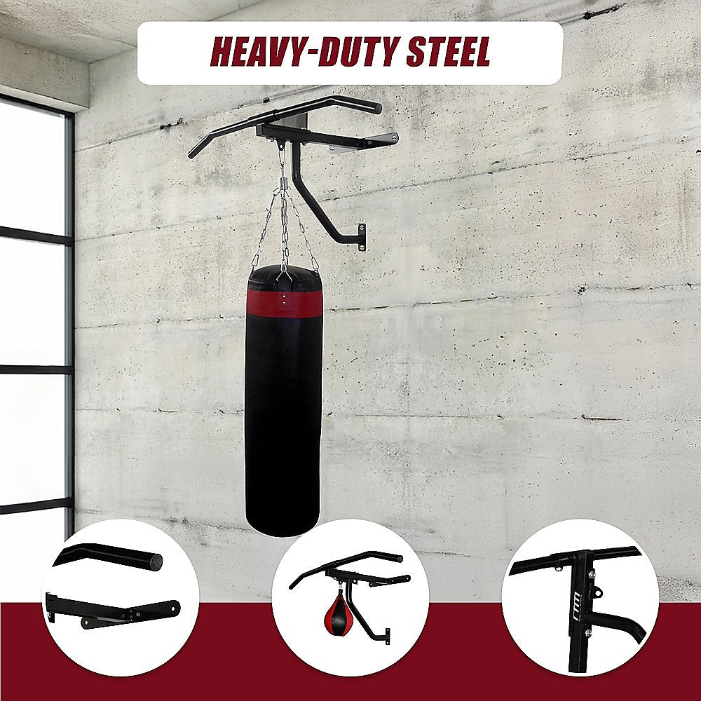 Wall Chin Up & Pull Up Bar with Punching Bag and Speedball Station Combo V63-766475