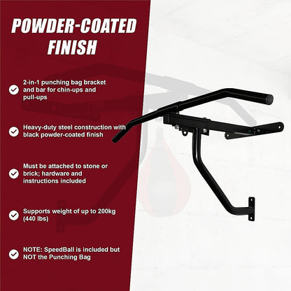 Wall Chin Up & Pull Up Bar with Punching Bag and Speedball Station Combo V63-766475