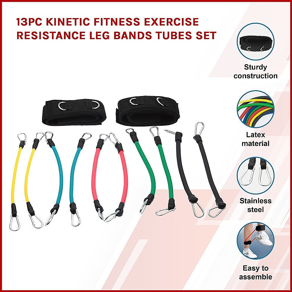 13PC Resistance Bands Set - Fitness Exercise Tubes with Handles & Leg Bands V63-766505