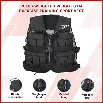 20LBS Weighted Weight Gym Exercise Training Sport Vest V63-766585