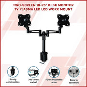 Two-Screen 10-25" Desk Monitor TV Plasma LED LCD Work Mount V63-767985