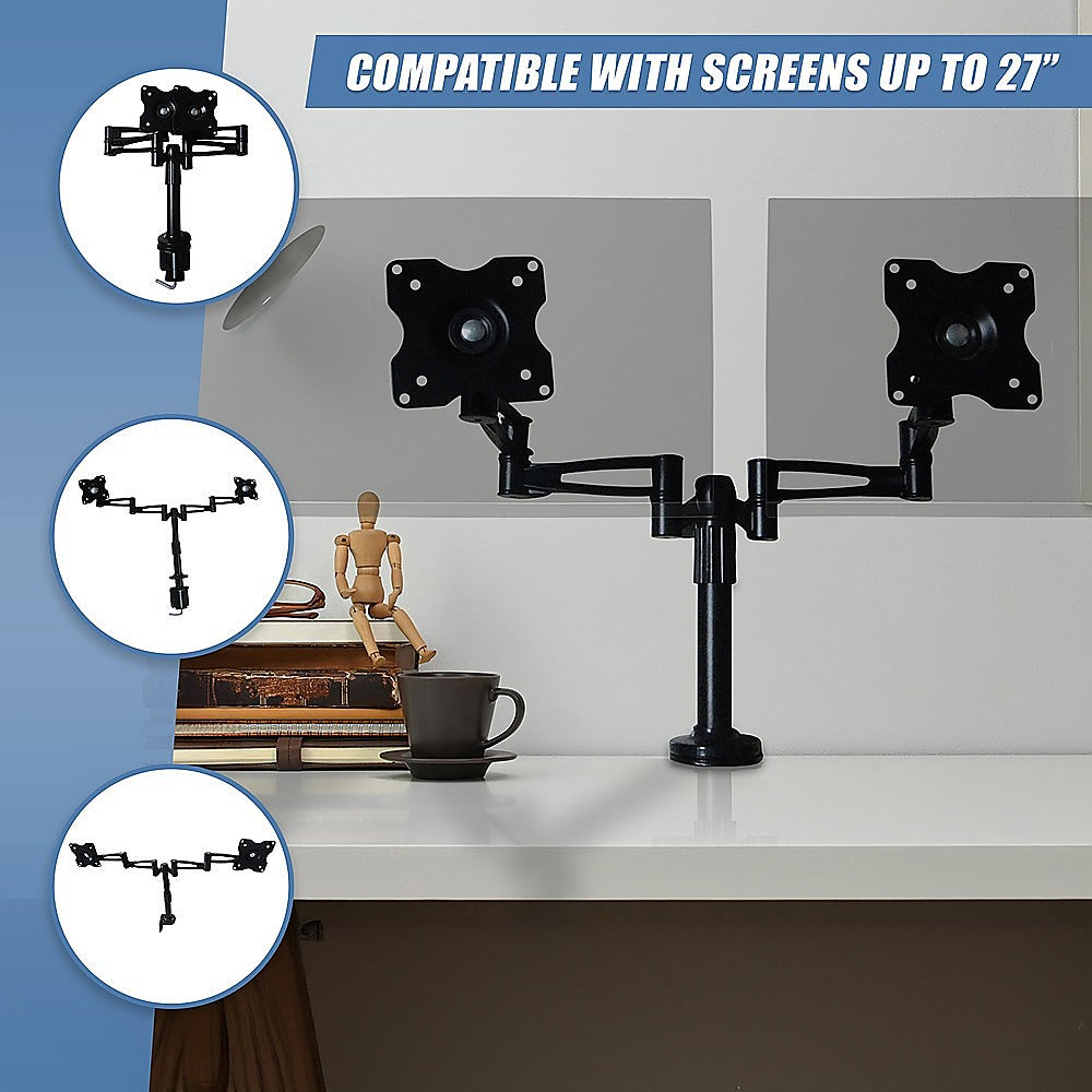 Two-Screen 10-25" Desk Monitor TV Plasma LED LCD Work Mount V63-767985