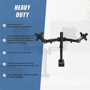 Two-Screen 10-25" Desk Monitor TV Plasma LED LCD Work Mount V63-767985