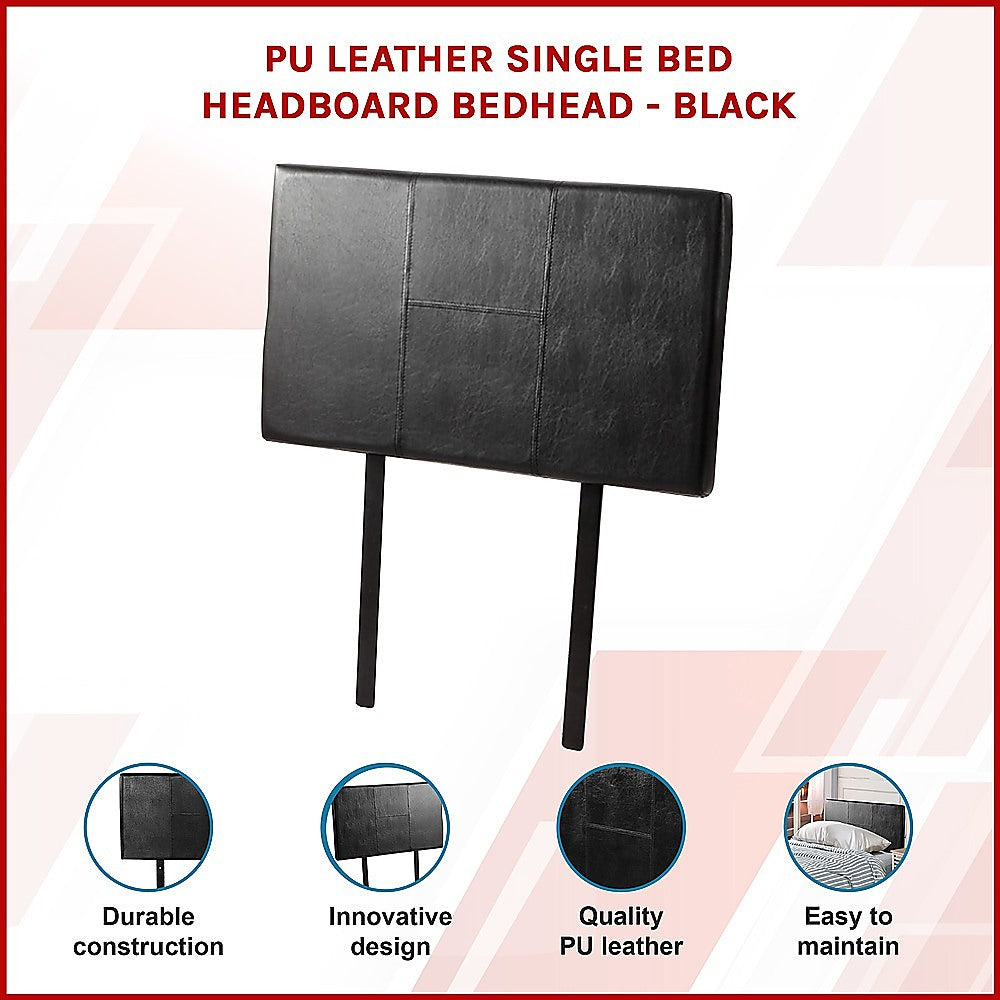 PU Leather Single Bed Headboard Bedhead - Black V63-768065