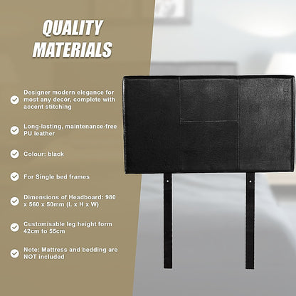 PU Leather Single Bed Headboard Bedhead - Black V63-768065