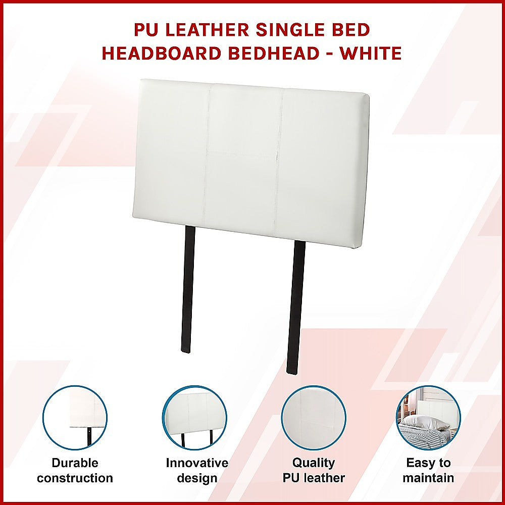 PU Leather Single Bed Headboard Bedhead - White V63-768085