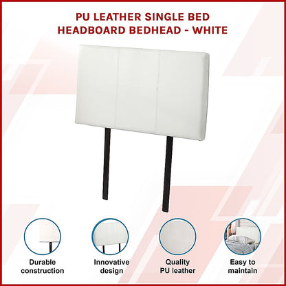 PU Leather Single Bed Headboard Bedhead - White V63-768085