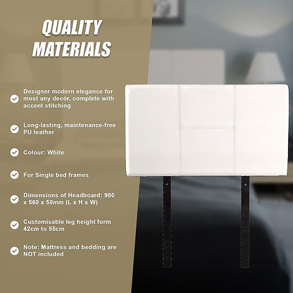 PU Leather Single Bed Headboard Bedhead - White V63-768085