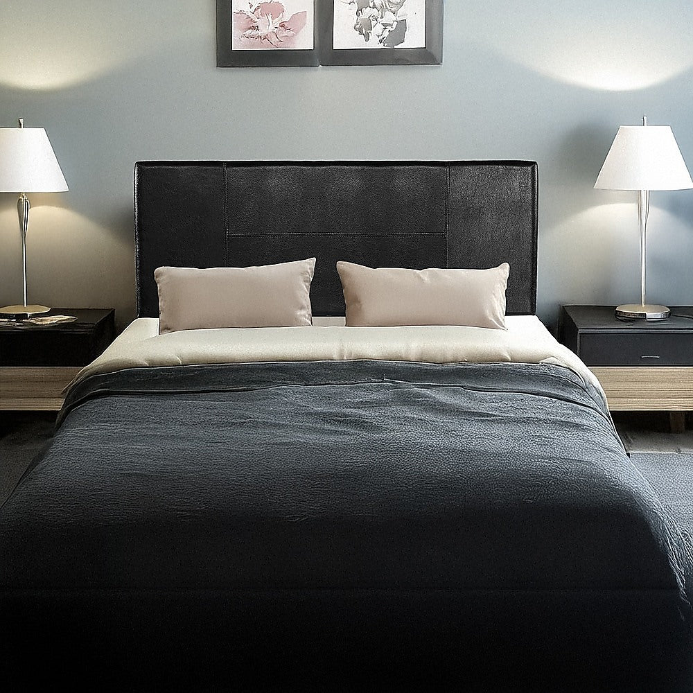 PU Leather Double Bed Headboard Bedhead - Black V63-768095