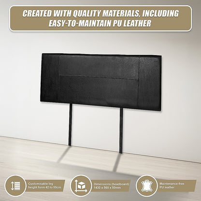 PU Leather Double Bed Headboard Bedhead - Black V63-768095