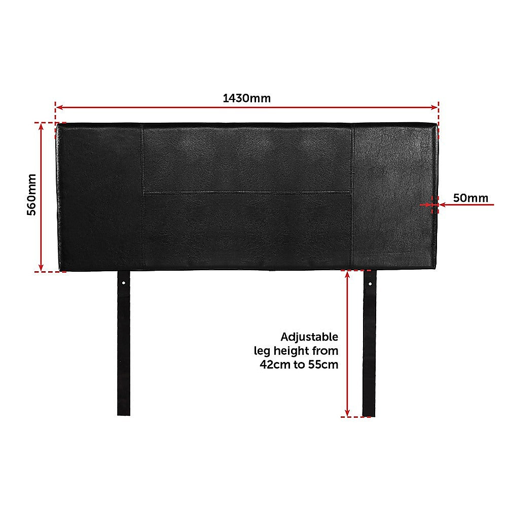 PU Leather Double Bed Headboard Bedhead - Black V63-768095