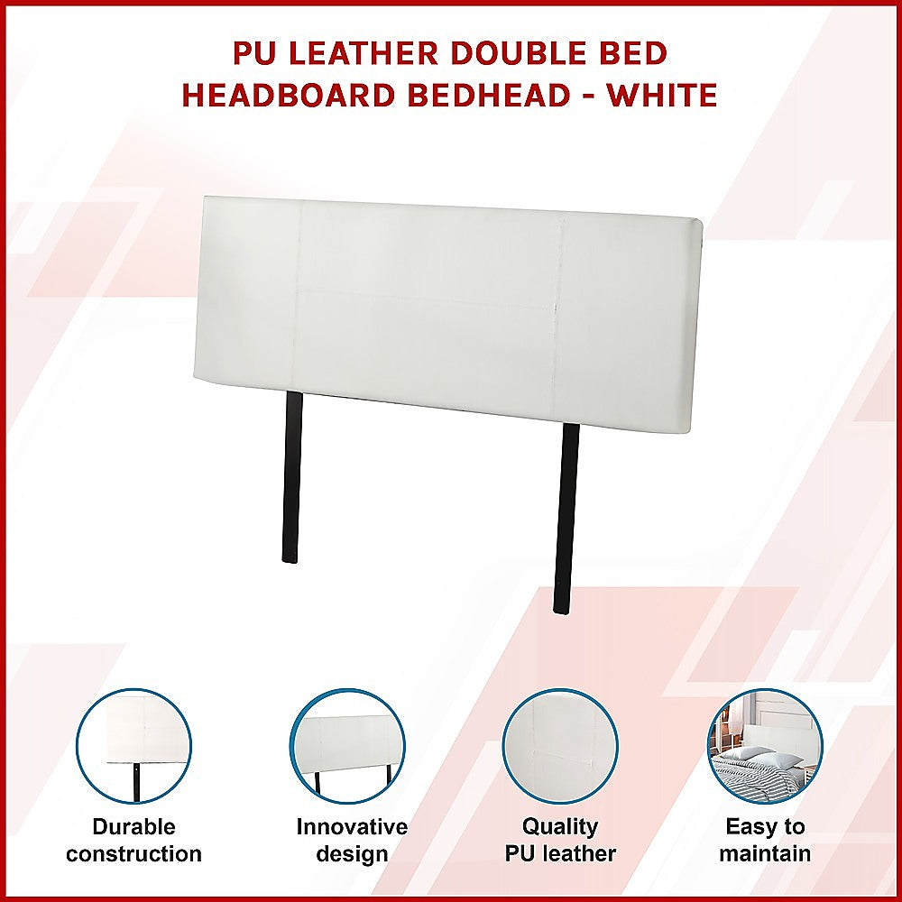 PU Leather Double Bed Headboard Bedhead - White V63-768115