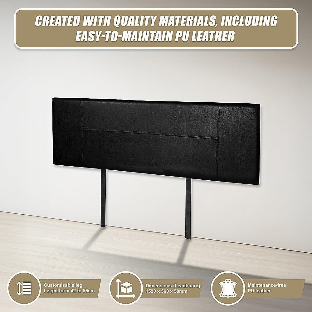 PU Leather Queen Bed Headboard Bedhead - Black V63-768125