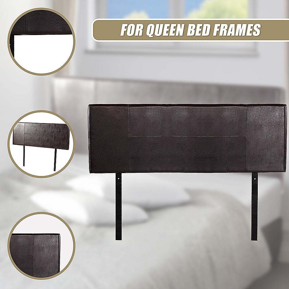 PU Leather Queen Bed Headboard Bedhead - Brown V63-768135