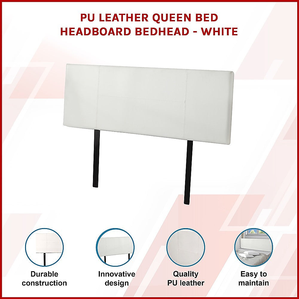 PU Leather Queen Bed Headboard Bedhead - White V63-768145