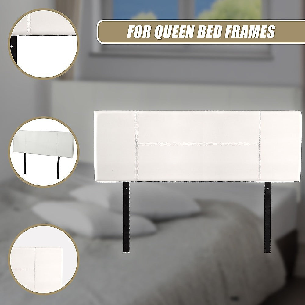 PU Leather Queen Bed Headboard Bedhead - White V63-768145