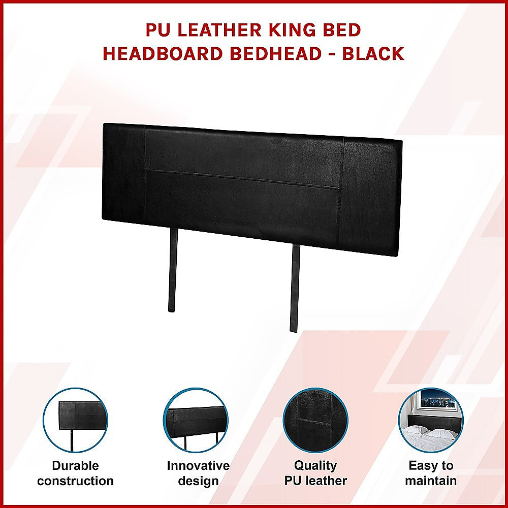PU Leather King Bed Headboard Bedhead - Black V63-768155