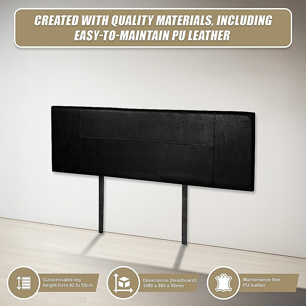 PU Leather King Bed Headboard Bedhead - Black V63-768155
