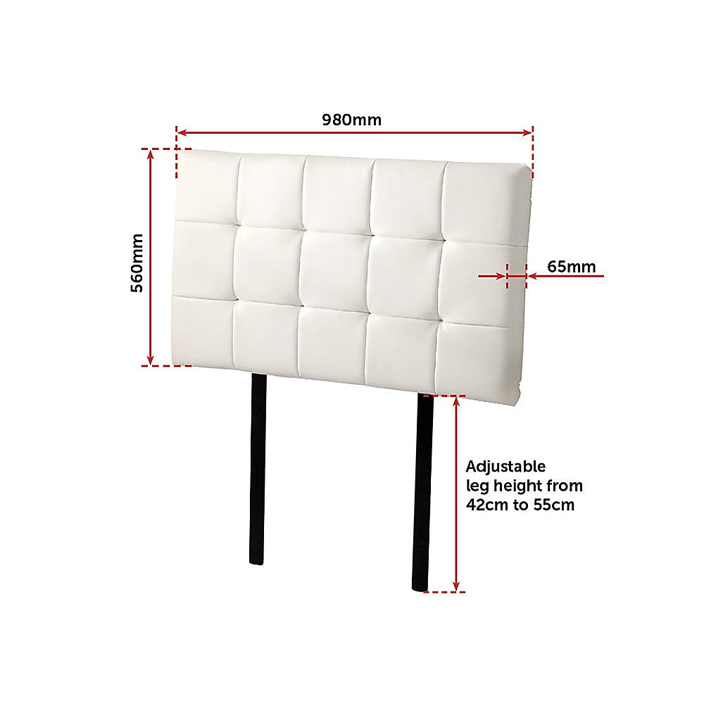 PU Leather Single Bed Deluxe Headboard Bedhead - White V63-768205