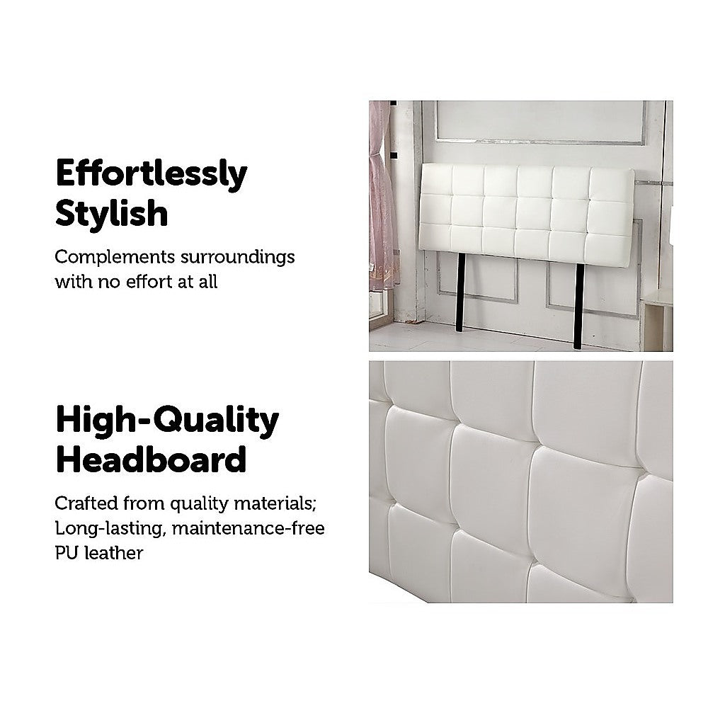 PU Leather Double Bed Deluxe Headboard Bedhead - White V63-768235